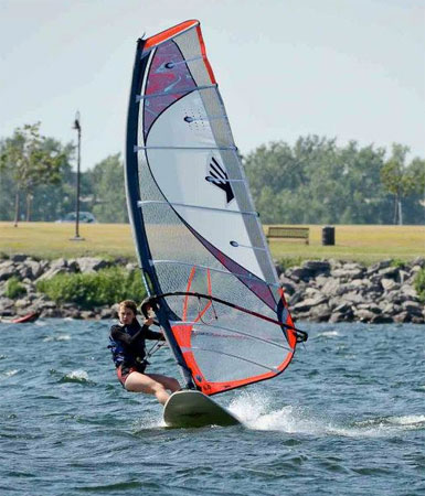 Sam Windsurfing with Ezzy Cheetah Sail